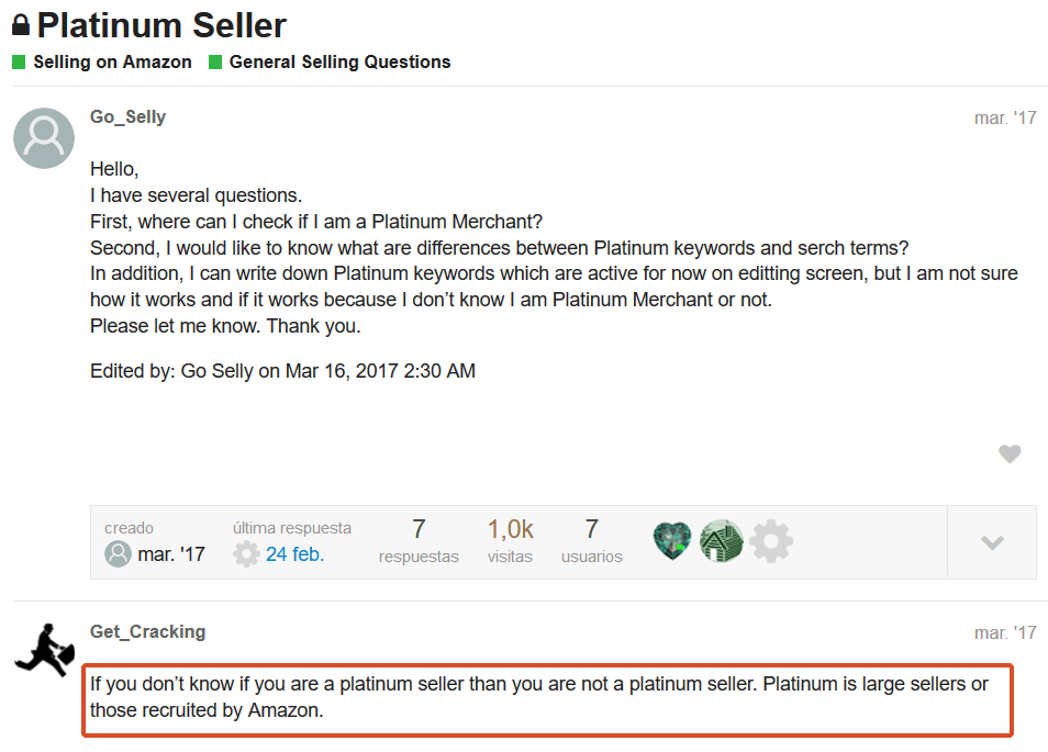 amazon platinum seller