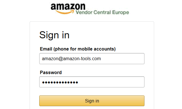 amazon vendor central login