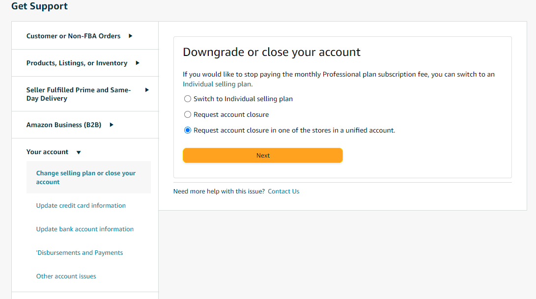 amazon seller downgrade or close your account