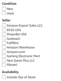 amazon seller filters