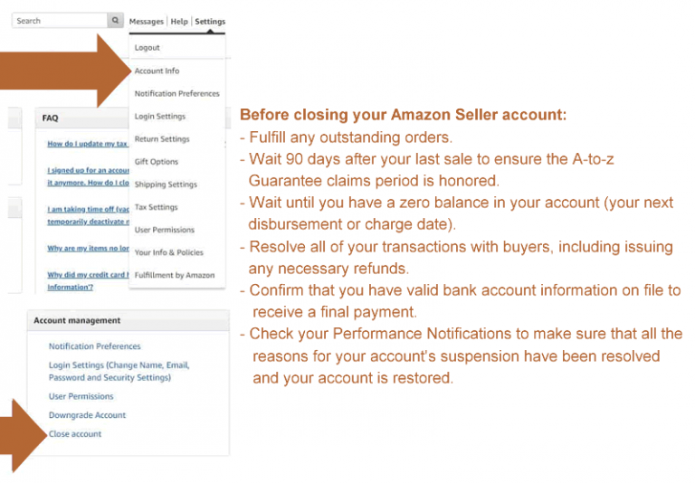 cancelling amazon seller account