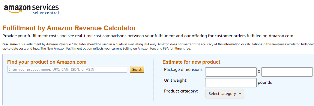 calcolatore fba gratuito amazon