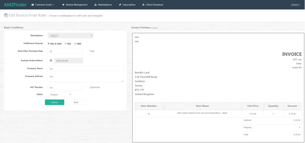 AMZFINDER Free Invoice Generator