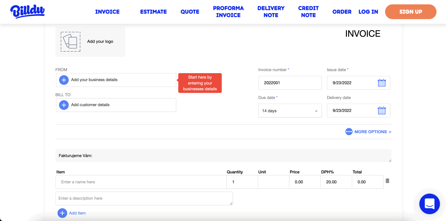 billdu invoice generator