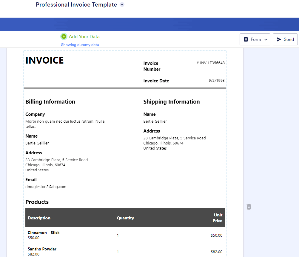 jotform professional free invoice template