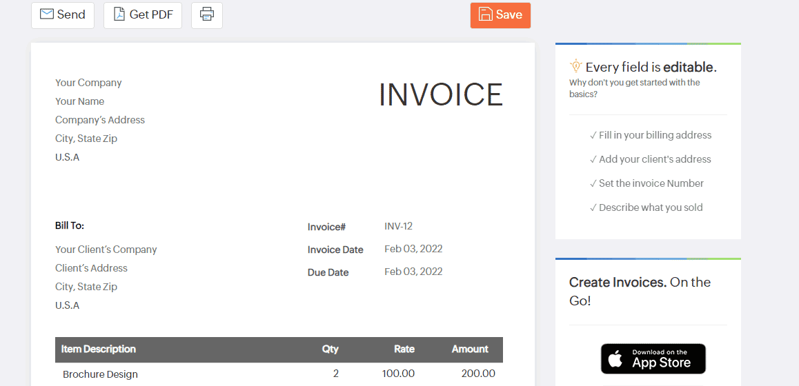 zoho free invoice generator