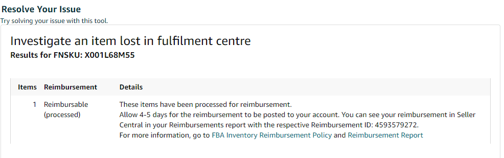 How to file an FBA reimbursement result