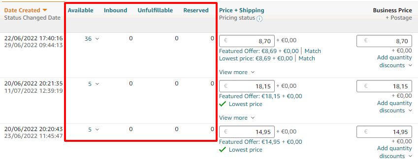 amazon seller inventory dashboard