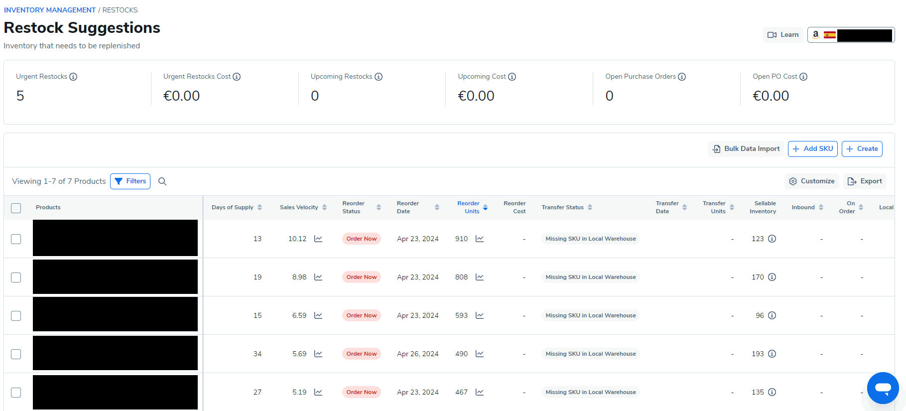 helium 10 inventory manager forecasting tool