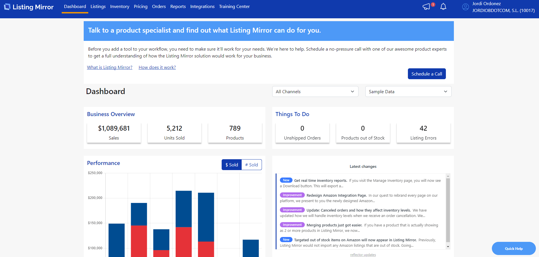 listing mirror dashboard