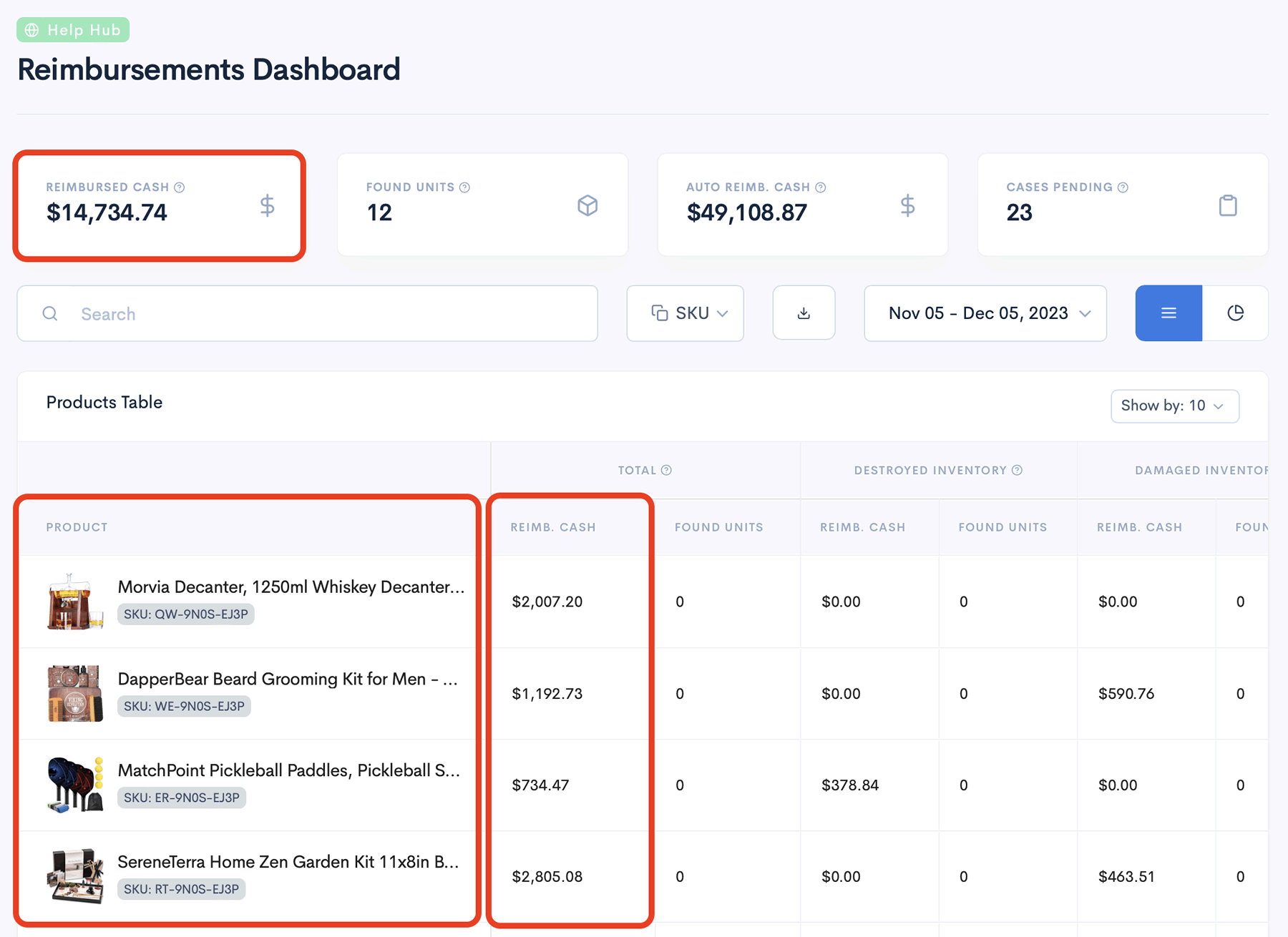 7 - Sellerise Reimbursements Dashboard