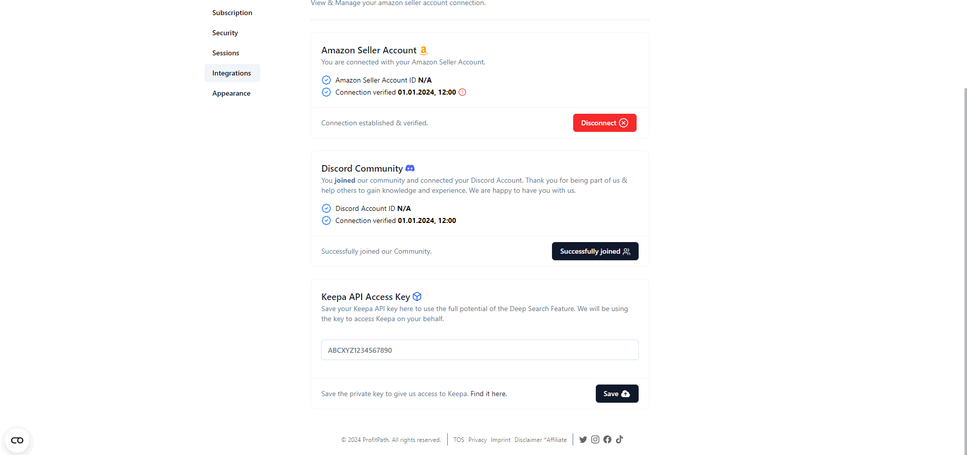 profitpath settings