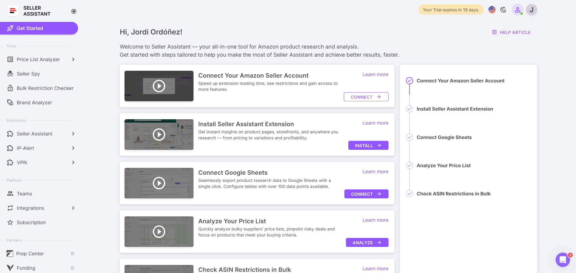 sellerassistant dashboard