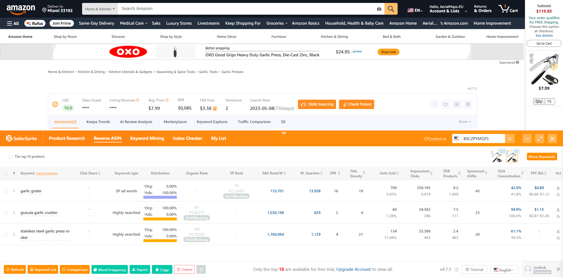 sellersprite chrome extension reverse asin